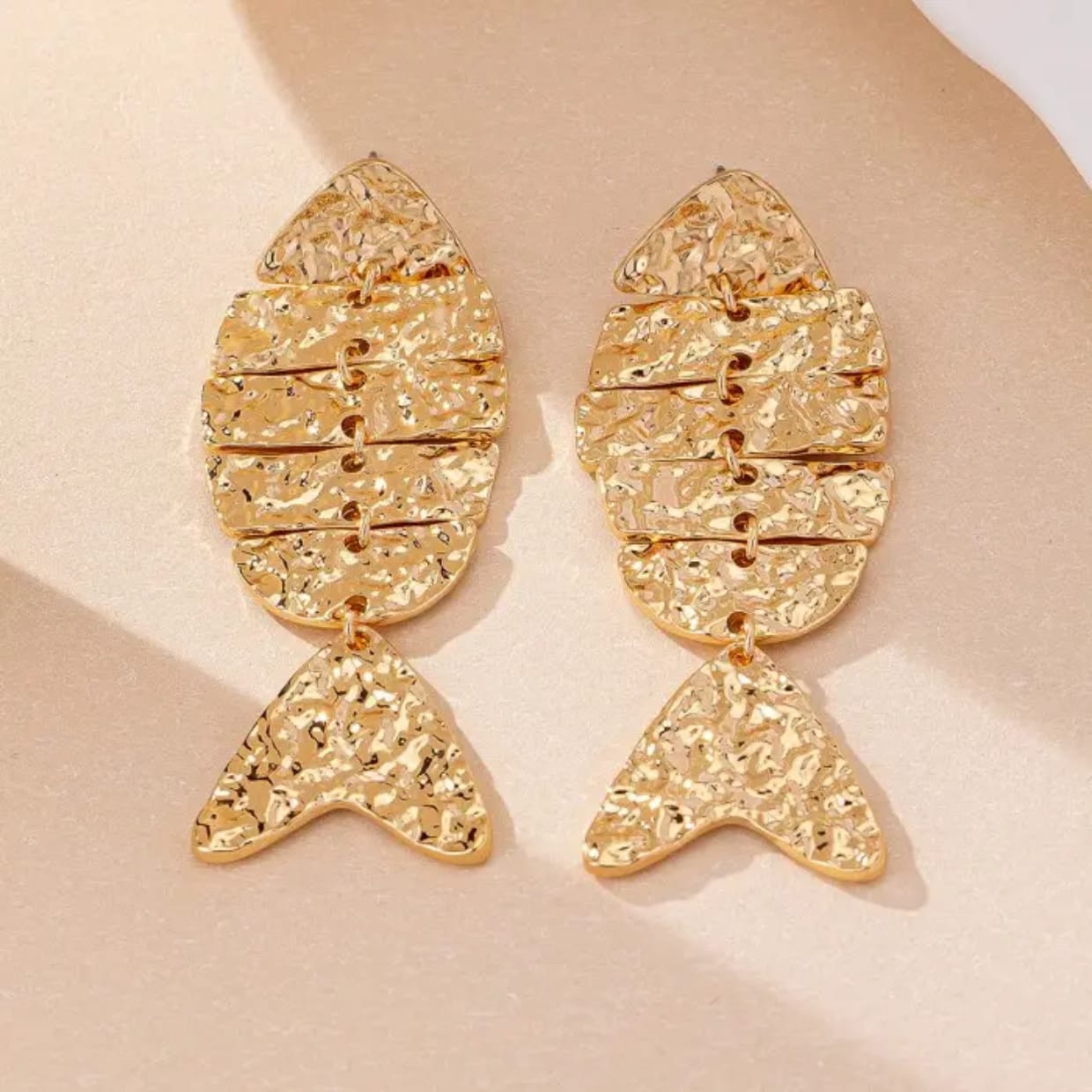 6-Link Fish Dangle Earrings – Gold Statement Drops | Kariva