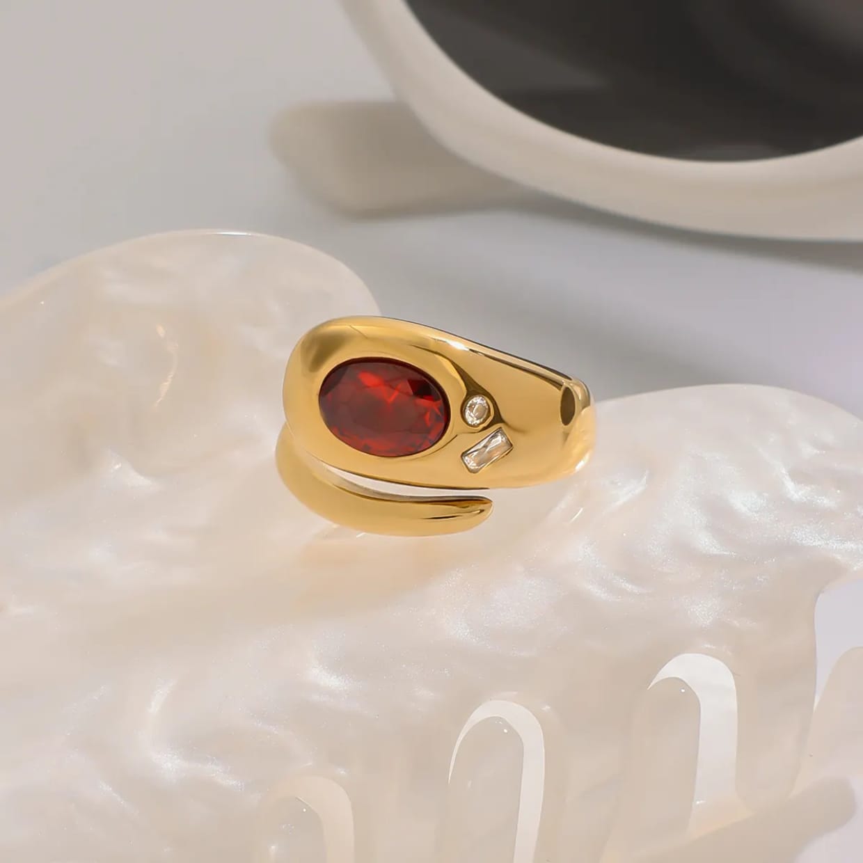 Bold Red Statement Ring – Adjustable Cocktail Jewelry | Kariva