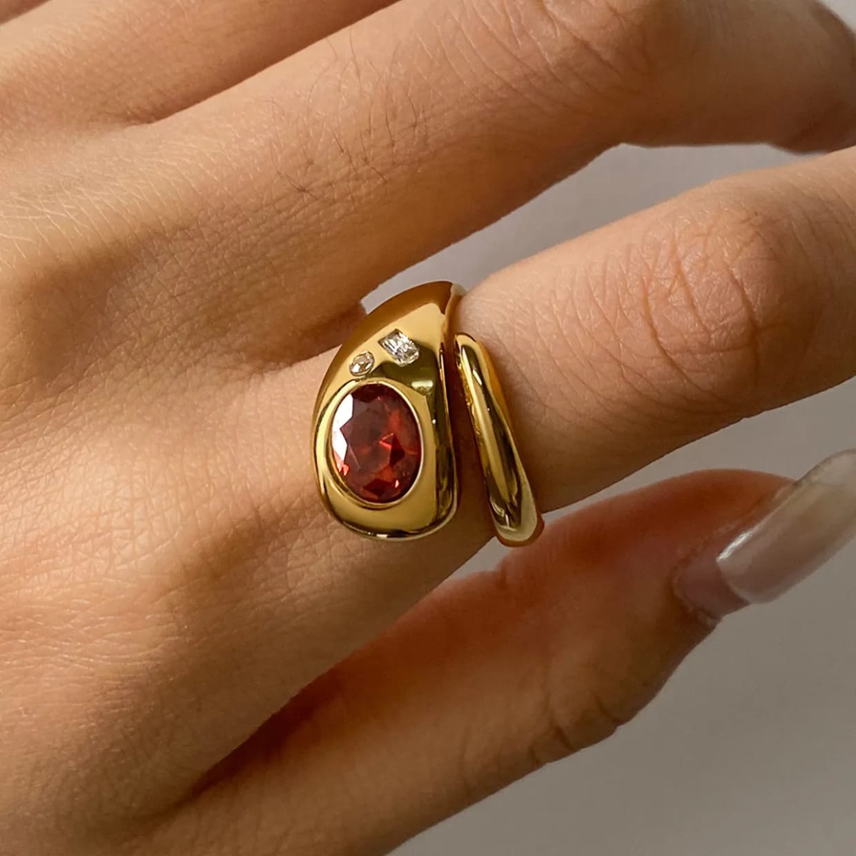 Bold Red Statement Ring – Adjustable Cocktail Jewelry | Kariva