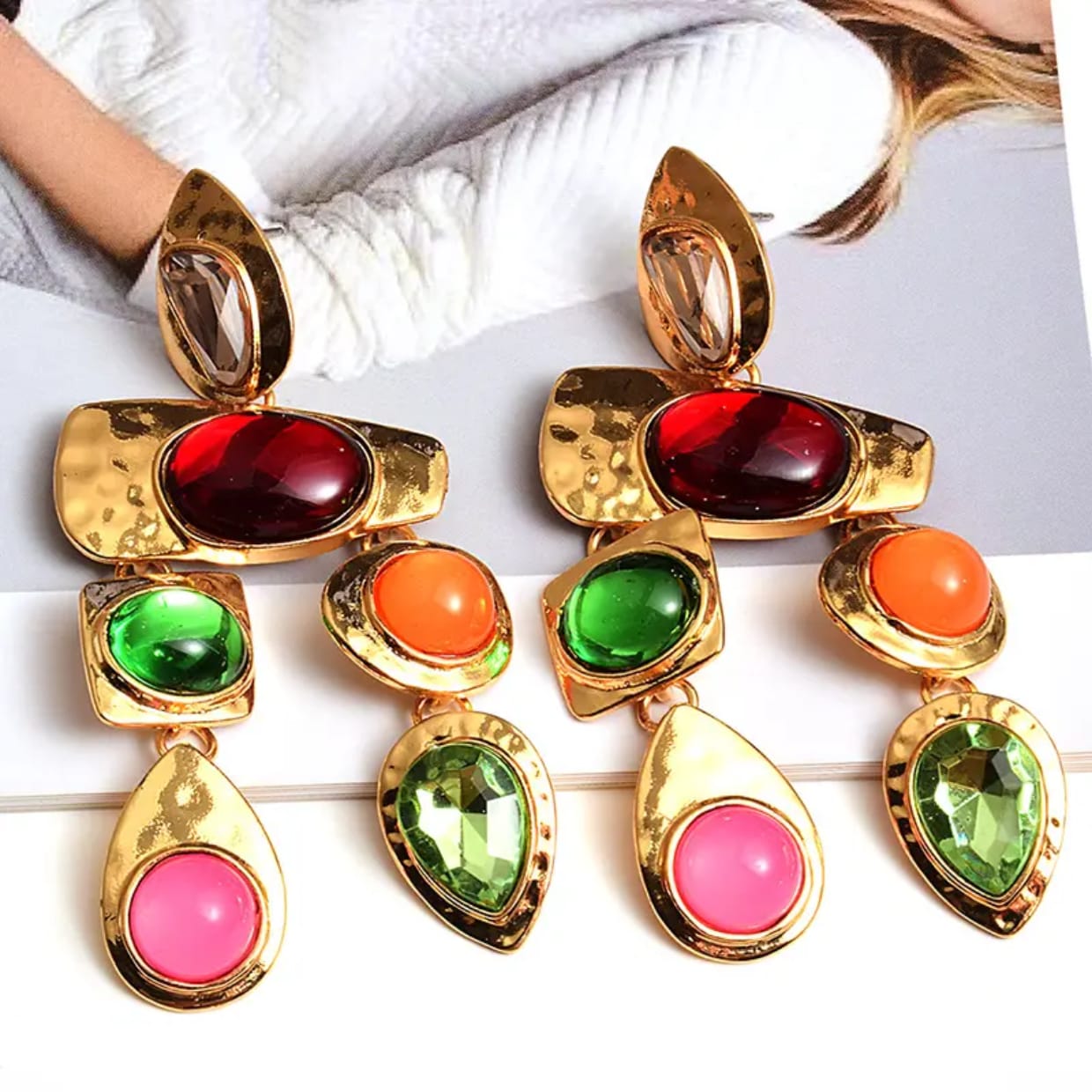 Vivid Bloom Chandelier Earrings – 18K Gold Floral Dangles | Kariva