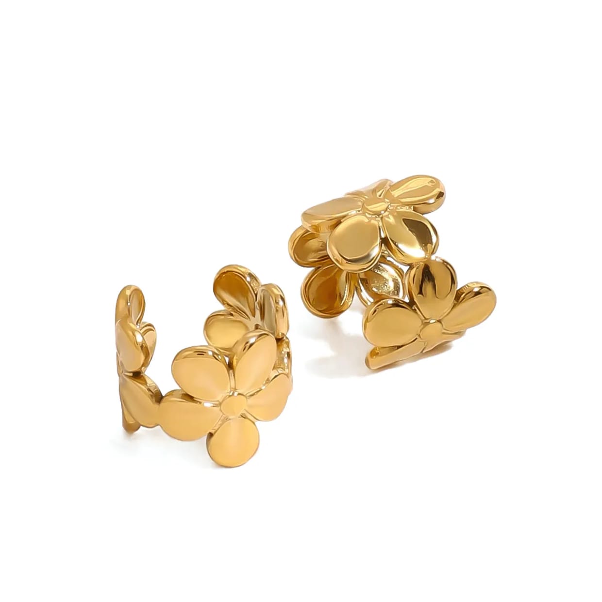 Gold Floral Ear Cuffs – No Piercing Jewelry | Kariva