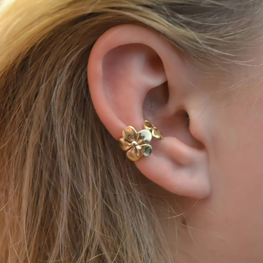Gold Floral Ear Cuffs – No Piercing Jewelry | Kariva
