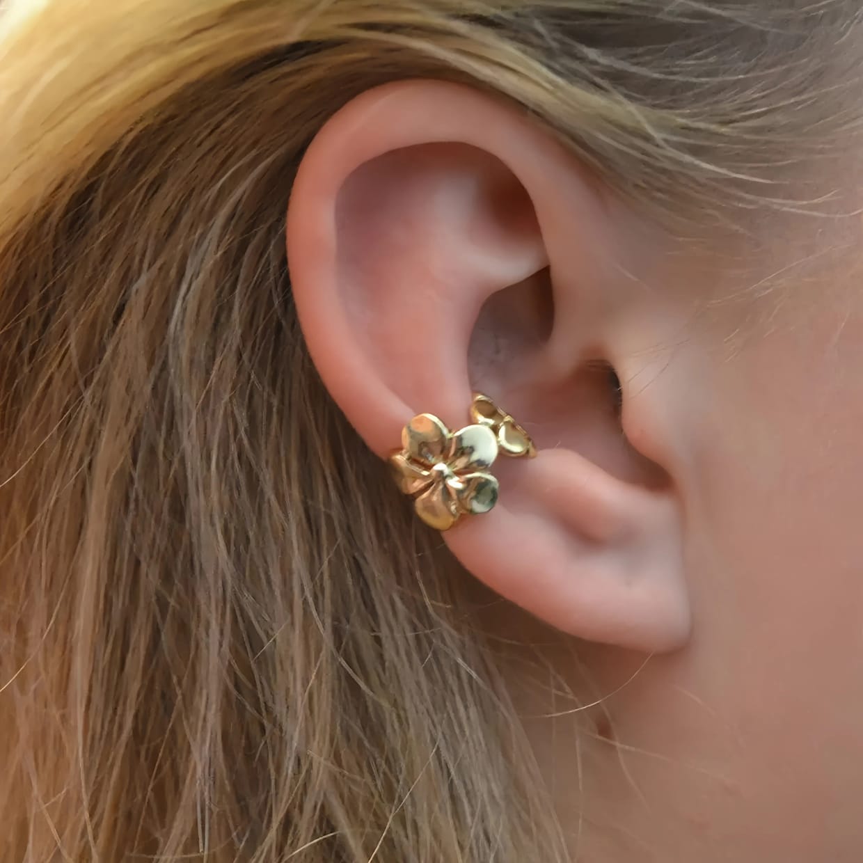 Gold Floral Ear Cuffs – No Piercing Jewelry | Kariva