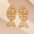 6-Link Fish Dangle Earrings – Gold Statement Drops | Kariva