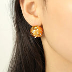 Kariva 18K gold plated studded dome earrings for women – bold yet elegant - gifting and partywear