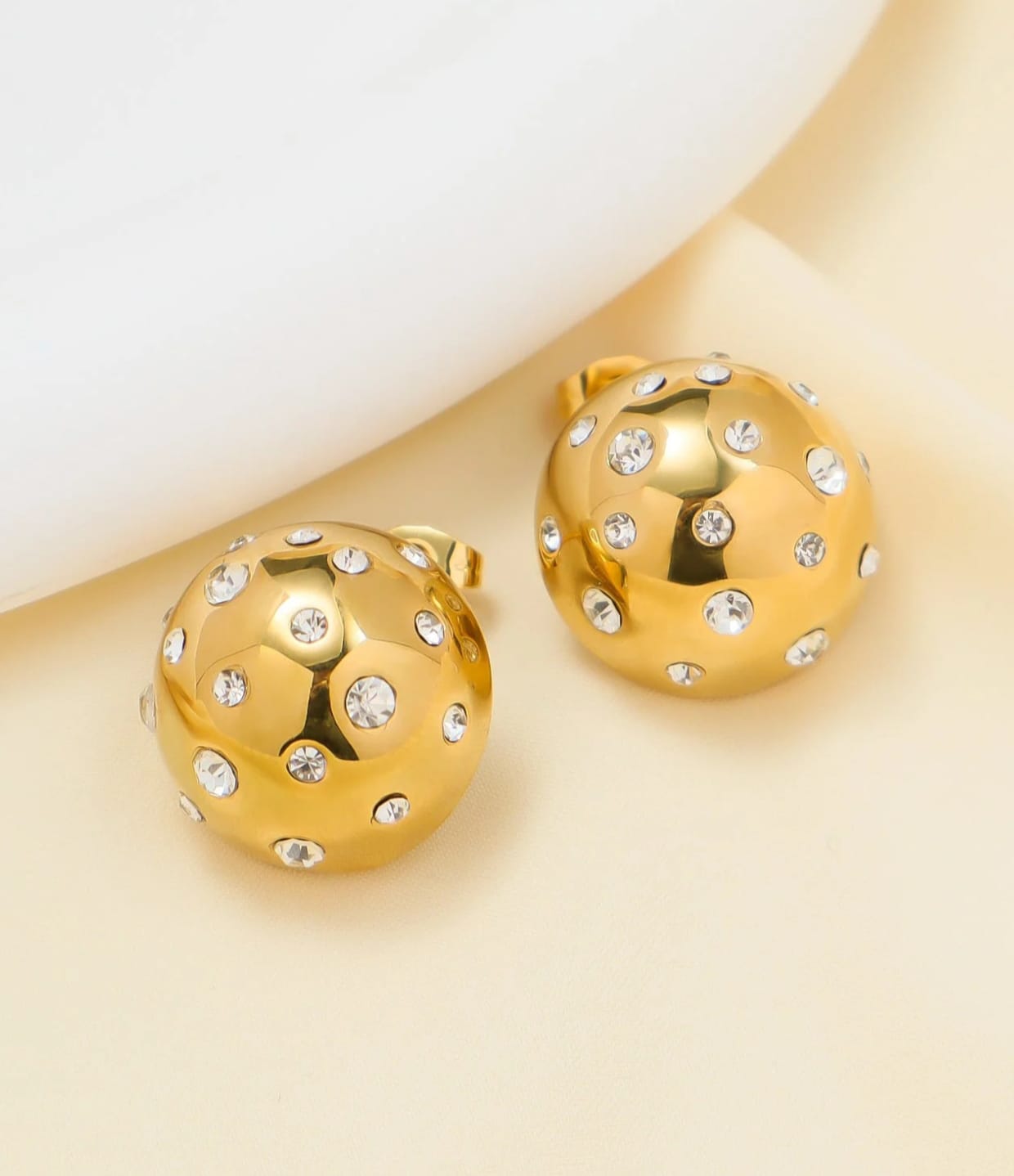 Kariva 18K gold plated studded dome earrings for women – bold yet elegant - gifting and partywear