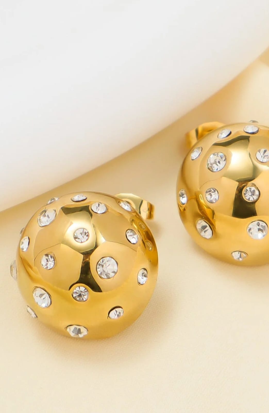 Kariva 18K gold plated studded dome earrings for women – bold yet elegant - gifting and partywear