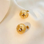 Kariva 18K gold plated studded dome earrings for women – bold yet elegant - gifting and partywear