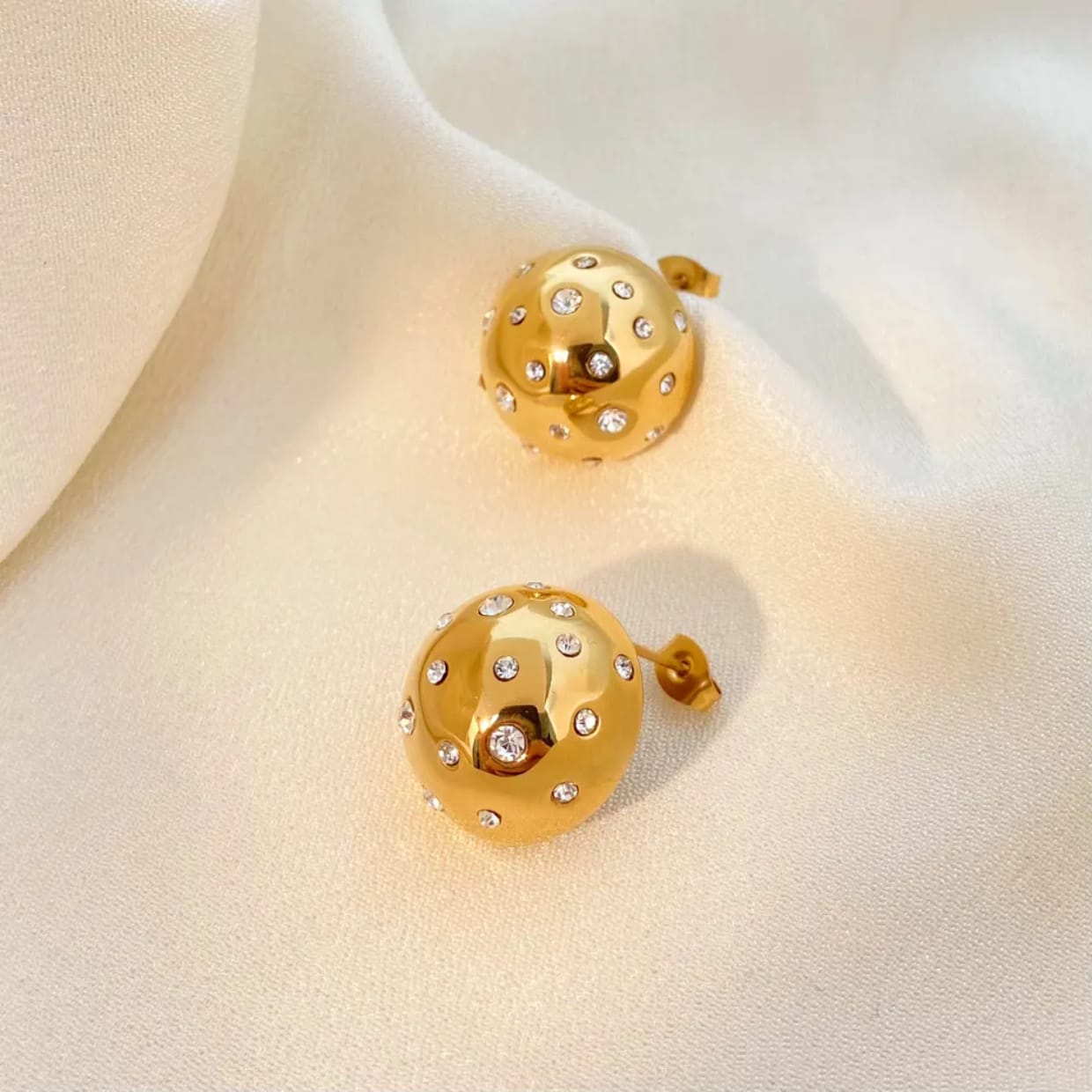 Kariva 18K gold plated studded dome earrings for women – bold yet elegant - gifting and partywear