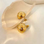 Kariva 18K gold plated studded dome earrings for women – bold yet elegant - gifting and partywear