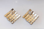 Diamond-cut prism stud earrings in gold with square stones - Kariva Jewelry